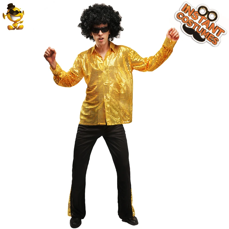 Hippies Gold 60's 70's Disco Costume Party Fancy Dress for Man Disco Outfits Cosplay Hippy Costumes 
Hippies Gold 60's 70's Disco Costume Party Fancy Dress for Man Disco Outfits Cosplay Hippy Costumes