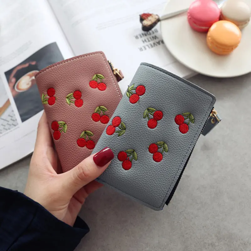Fashion Women Short Wallet PU Leather Cherry Embroidery Coin Purse Card Holders Lady Girl Mini Money Bag C66
Fashion Women Short Wallet PU Leather Cherry Embroidery Coin Purse Card Holders Lady Girl Mini Money Bag C66