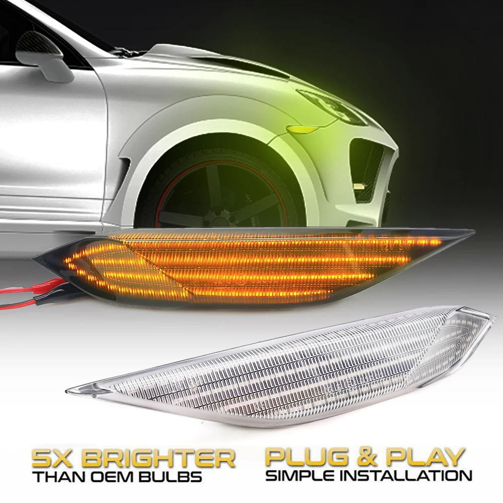 2Pcs LED Dynamic Car Front Side Marker Light Turn Signal Lamp 95863107100 95863107200 Fit for Porsche 958 92A Cayenne 2011-2014
2Pcs LED Dynamic Car Front Side Marker Light Turn Signal Lamp 95863107100 95863107200 Fit for Porsche 958 92A Cayenne 2011-2014