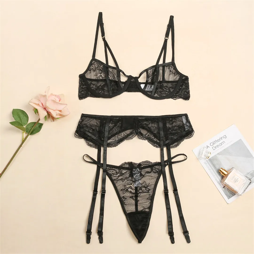 Lingerie Hollow out Women's Underwear Set Push up Underwire Brief Sets 3 Piece Set Bra and Panty Set Erotic Bra Set LNE260
Lingerie Hollow out Women's Underwear Set Push up Underwire Brief Sets 3 Piece Set Bra and Panty Set Erotic Bra Set LNE260