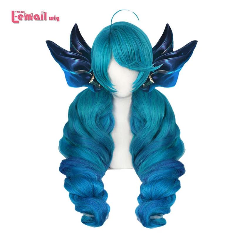

L-email wig LoL Gwen Cosplay Wig LoL Cosplay Gradient Blue Long Ponytails Game Wig Halloween Synthetic Hair Heat Resistant