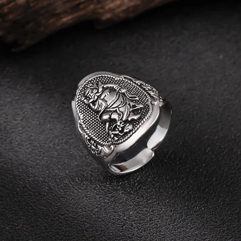 2021 new style Chinese Zhong Kui defeat the devil bat Men's Rings Punk trend Opening can be adjusted men's ring wholesale |