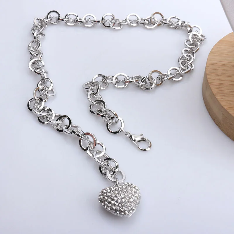 Classic link chain women necklace star heart pendant long rhinestone necklace 
Classic link chain women necklace star heart pendant long rhinestone necklace