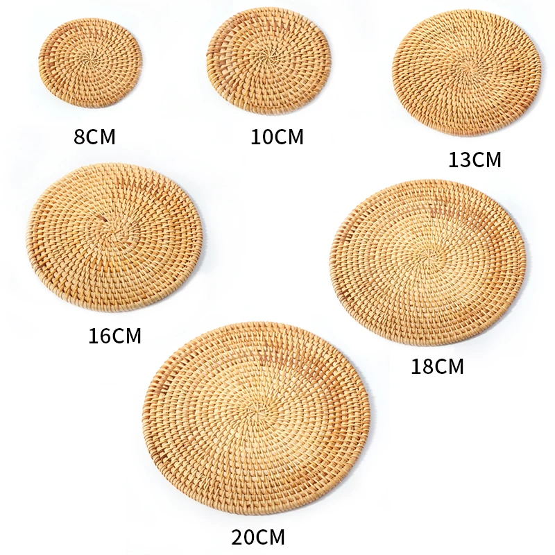 1PC Round Natural Rattan Coasters Bowl Pad Handmade Insulation Placemats Table Padding Cup Mats Kitchen Decoration Accessories
1PC Round Natural Rattan Coasters Bowl Pad Handmade Insulation Placemats Table Padding Cup Mats Kitchen Decoration Accessories