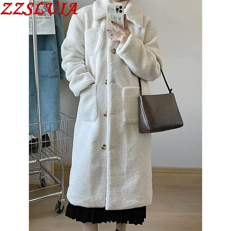 Пальто женское из искусственной овечьей шерсти, однобортное длинное пальто с отложным воротником и длинным рукавом, модная верхняя одежда ... 
Пальто женское из искусственной овечьей шерсти, однобортное длинное пальто с отложным воротником и длинным рукавом, модная верхняя одежда ...