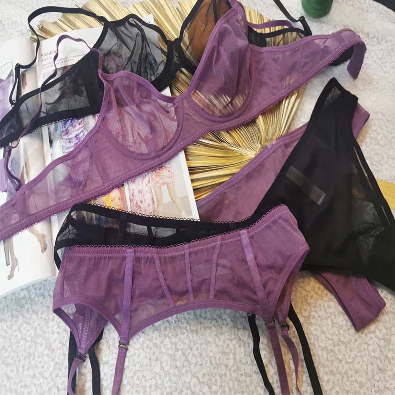 New Mesh Underwear Set Women Garter Transparent Thong G-String Lingerie Sexy Sets Lace Bralette Female Sensual Lingerie Woman
New Mesh Underwear Set Women Garter Transparent Thong G-String Lingerie Sexy Sets Lace Bralette Female Sensual Lingerie Woman