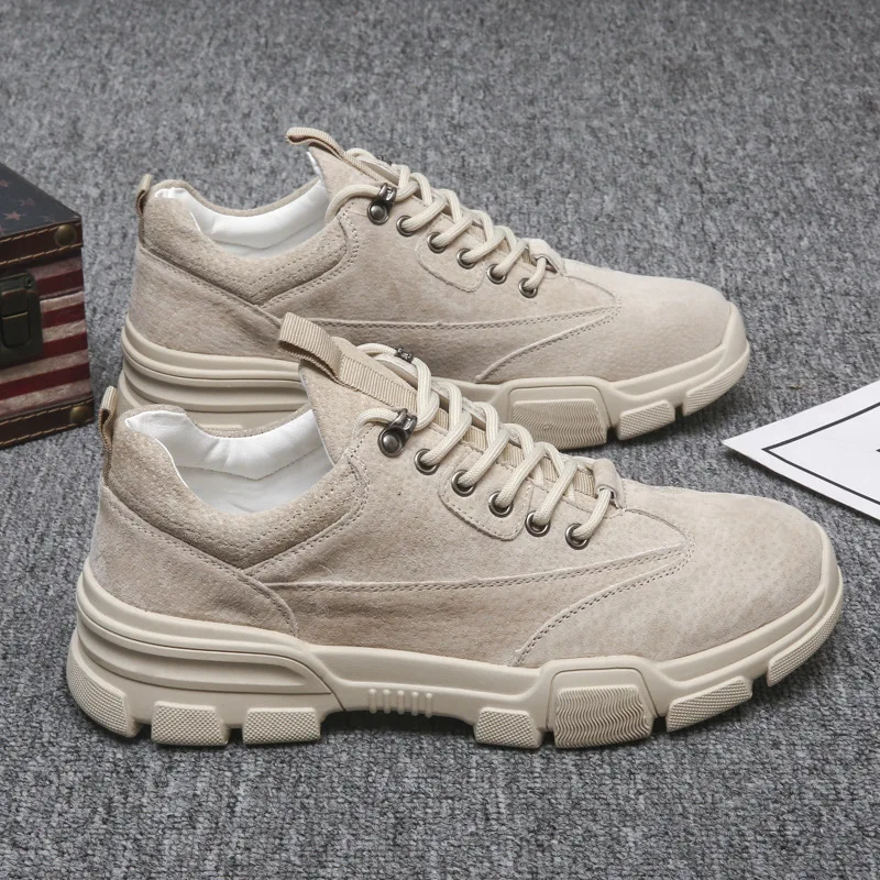 2021 New Men Boots Leather Waterproof Lace Up Military Boots Men Winter Ankle Lightweight Shoes for Men Winter Casual Non Slip