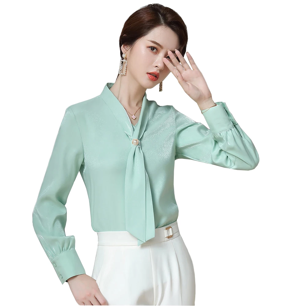 OL Office Ladies Work Wear Apricot Pink White Green Blouse Tops Women High Quality Girl S-5XL Bow Collar Formal Solid Silk Shirt
OL Office Ladies Work Wear Apricot Pink White Green Blouse Tops Women High Quality Girl S-5XL Bow Collar Formal Solid Silk Shirt