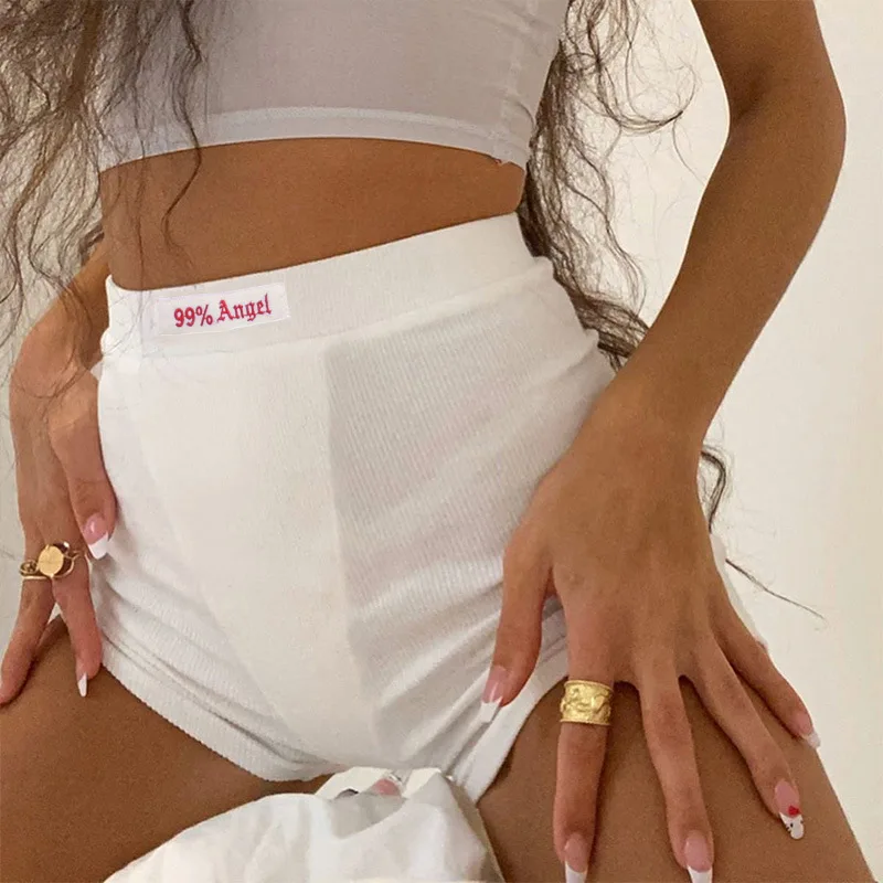 Summer White Letter Embroidery Biker Shorts Women Ribber Knit Black High Waist Casual Streetwear Shorts
Summer White Letter Embroidery Biker Shorts Women Ribber Knit Black High Waist Casual Streetwear Shorts