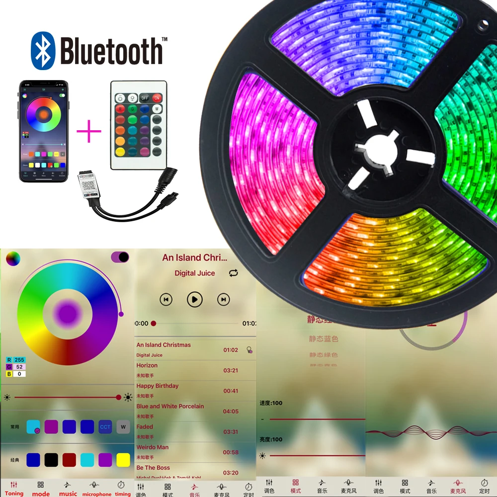 LED Strip Lights Bluetooth Available Тђале RGB 5050 DC 12V Flexible Ribbon NO Waterproof 20M Decoration BackLight Diode Lamp
LED Strip Lights Bluetooth Available Тђале RGB 5050 DC 12V Flexible Ribbon NO Waterproof 20M Decoration BackLight Diode Lamp