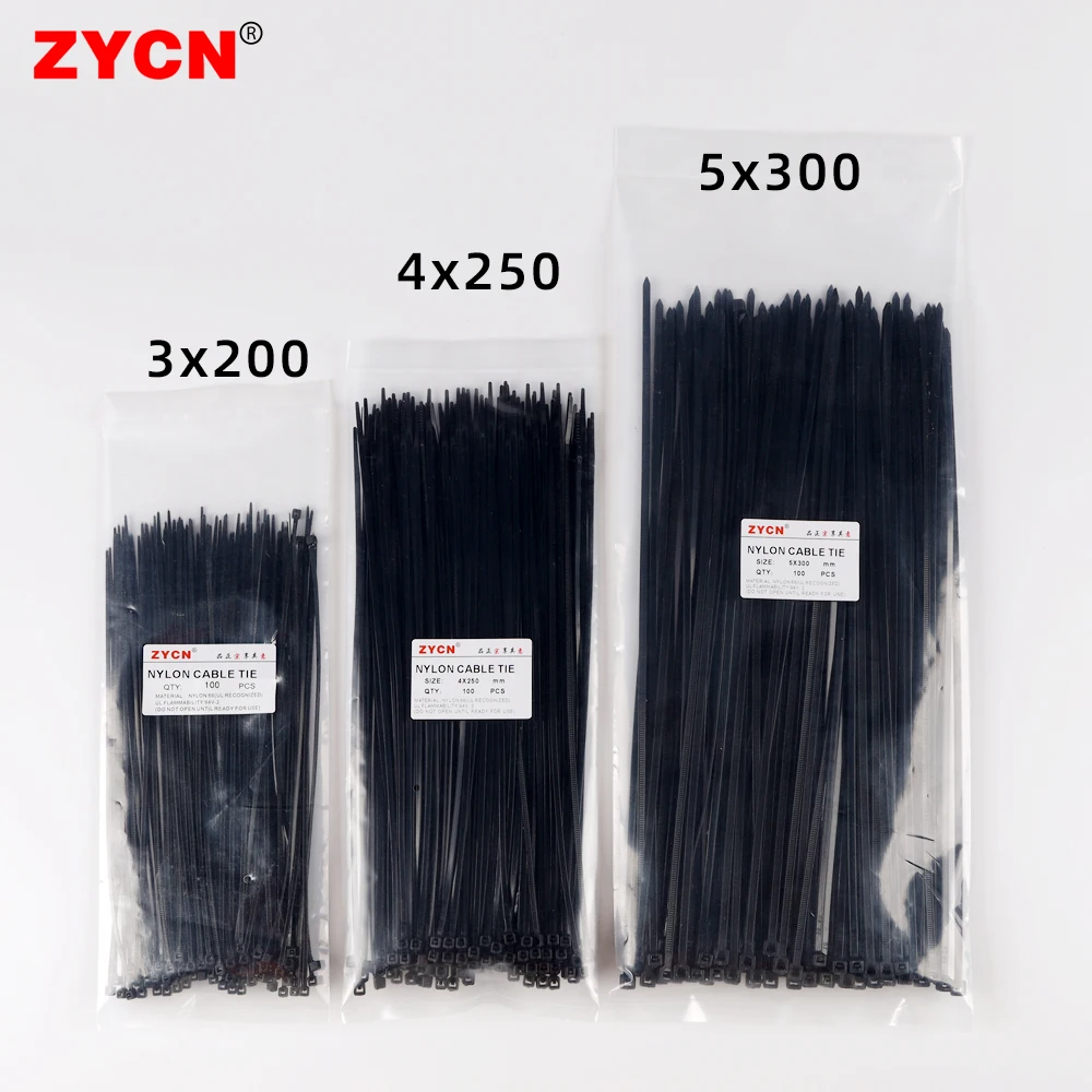 ZYCN 300pcs Plastic Cable Tie Self-Locking Black Set 3*200 4*250 5*300mm Wraps Ring Loop Nylon Wire Zip Industrial Fasteners
ZYCN 300pcs Plastic Cable Tie Self-Locking Black Set 3*200 4*250 5*300mm Wraps Ring Loop Nylon Wire Zip Industrial Fasteners