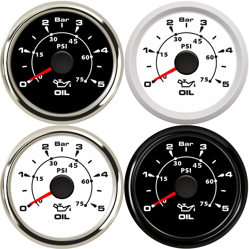 52mm 0-5Bar Oil Pressure Gauge 0~75psi Oil Pressure Meters for Auto Car Truck Boat Vessel Yacht RV With Red Backlight 9-32V
52mm 0-5Bar Oil Pressure Gauge 0~75psi Oil Pressure Meters for Auto Car Truck Boat Vessel Yacht RV With Red Backlight 9-32V