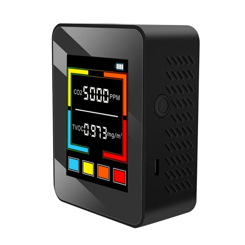 Portable Carbon Dioxide TVOC Detector Air Quality Monitor Tester Rechargeable CO2 Meter 400-5000ppm Colour Screen 
Portable Carbon Dioxide TVOC Detector Air Quality Monitor Tester Rechargeable CO2 Meter 400-5000ppm Colour Screen