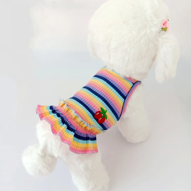 Pet Skirt Cherry Embroidery Puppy Clothes Pet Summer Knitted Comfortable Dog Skirt Stripe Dog Dress Fashion Puppy Clothes
Pet Skirt Cherry Embroidery Puppy Clothes Pet Summer Knitted Comfortable Dog Skirt Stripe Dog Dress Fashion Puppy Clothes