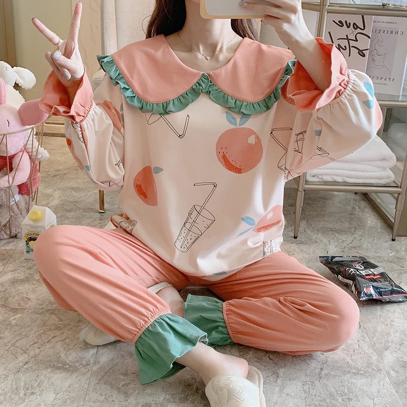 Women Sleepwear Cotton Pullover Loose Version Pajamas Plus Size XXL Col Claudine Spring Fall Pyjamas Cartoon Nighty
Women Sleepwear Cotton Pullover Loose Version Pajamas Plus Size XXL Col Claudine Spring Fall Pyjamas Cartoon Nighty