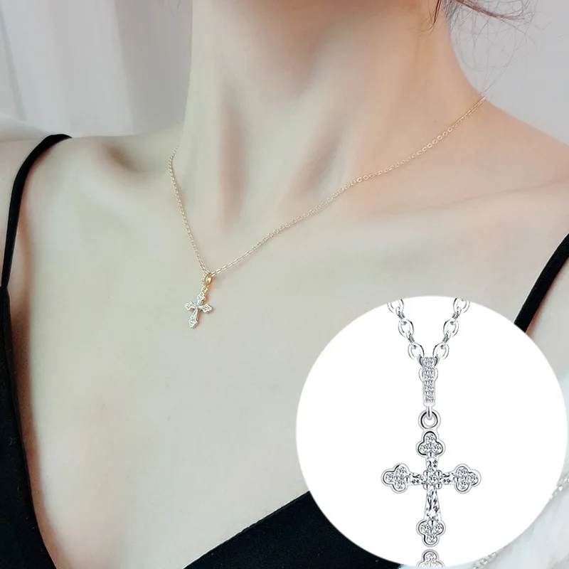 New creative cross clavicle chain female inlaid crystal zircon stainless steel titanium steel classic wild Christian necklace
New creative cross clavicle chain female inlaid crystal zircon stainless steel titanium steel classic wild Christian necklace