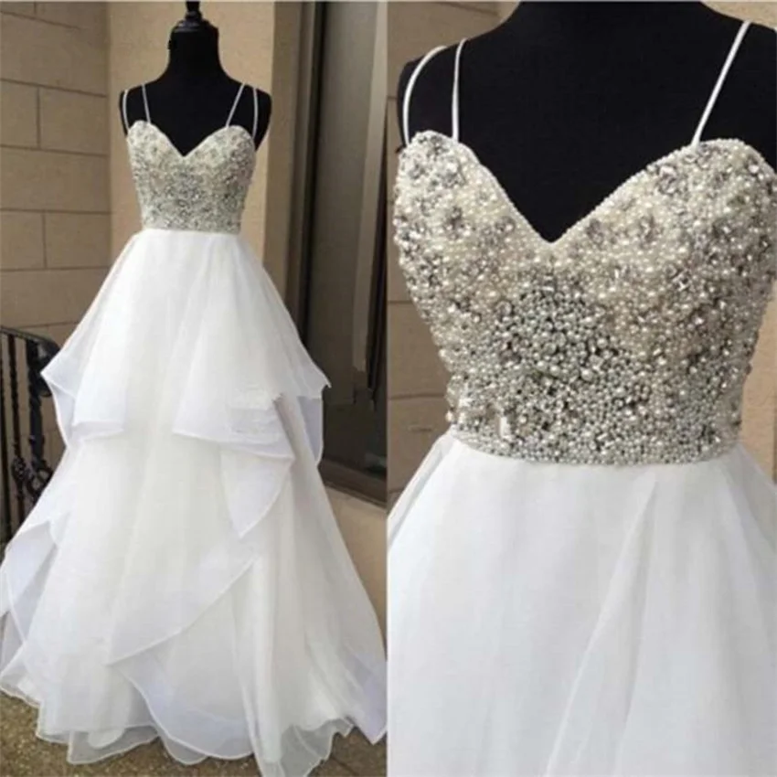 NUOXIFANG Romantic Beaded Embellished Sweetheart Double Spaghetti Straps Floor Length Chiffon Ruffled Wedding Dress
NUOXIFANG Romantic Beaded Embellished Sweetheart Double Spaghetti Straps Floor Length Chiffon Ruffled Wedding Dress