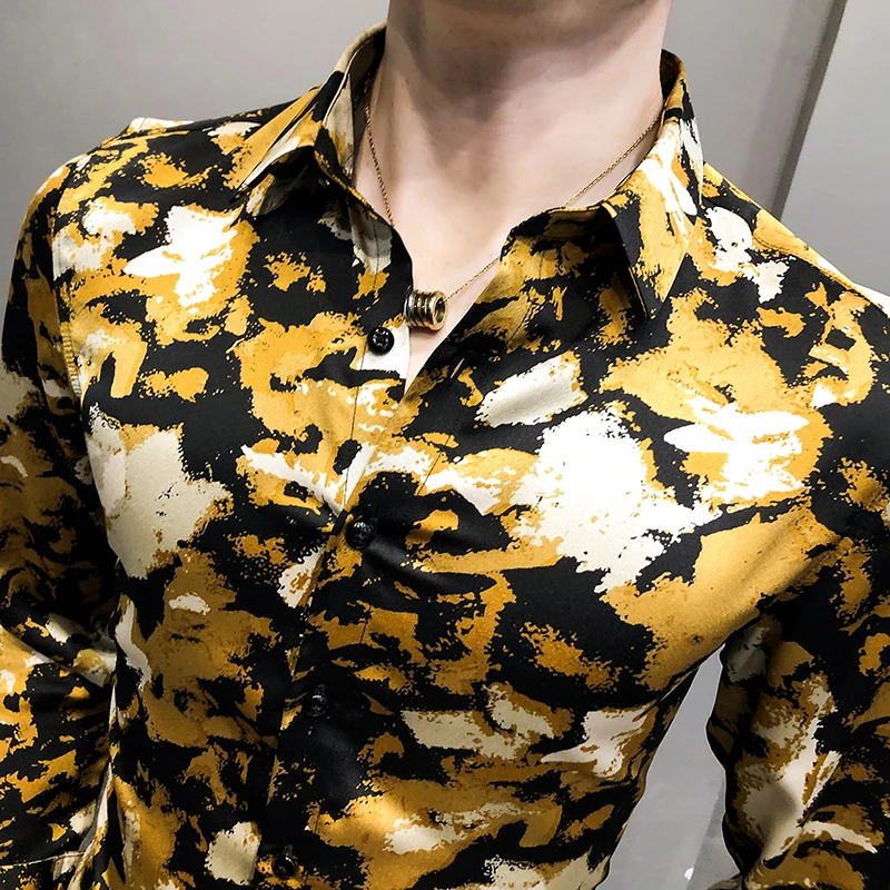 Art Camouflage Shirts for Men 2021 Spring Long Sleeve Casual Slim Fit Dress Shirt Streetwear Nightclub clothing Chemise Homme
Art Camouflage Shirts for Men 2021 Spring Long Sleeve Casual Slim Fit Dress Shirt Streetwear Nightclub clothing Chemise Homme