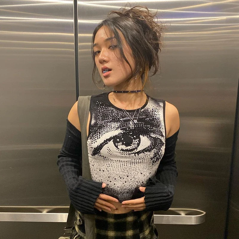 WeiYao Eye Printed Y2K Clothes Cute Basic Black Tank Top Women Sleeveless Grunge Fairycore Crop Top Streetwear Goth Graphic
WeiYao Eye Printed Y2K Clothes Cute Basic Black Tank Top Women Sleeveless Grunge Fairycore Crop Top Streetwear Goth Graphic