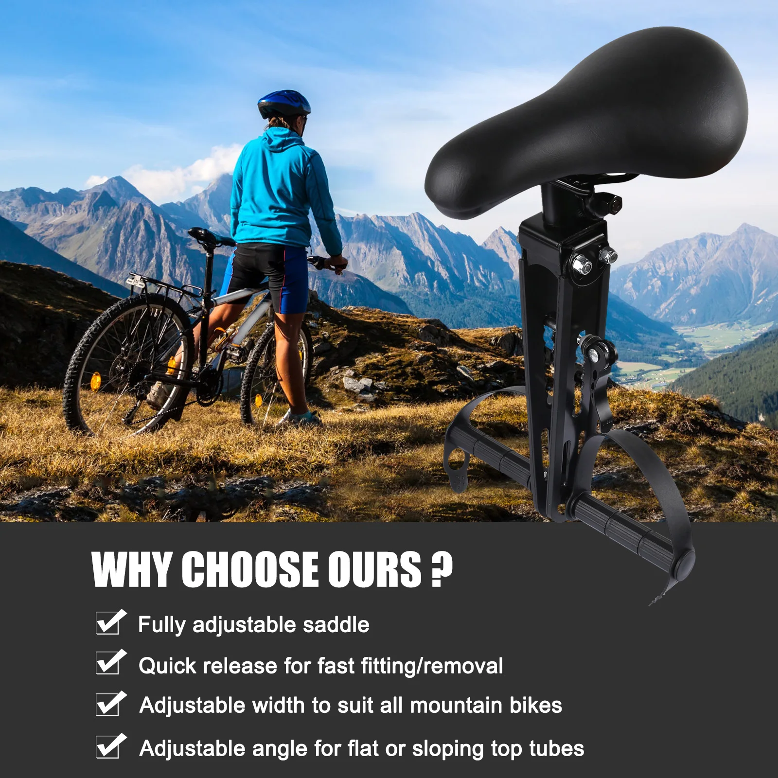 Kids Bike Seat for Mountain Bikes Front Mounted Bicycle Seats Easy to Install for Children 2-5 Years HA
Kids Bike Seat for Mountain Bikes Front Mounted Bicycle Seats Easy to Install for Children 2-5 Years HA