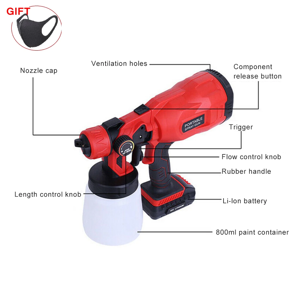 Electric Spray Gun Rechargeable Mobile Household Paint Coating Latex Paint Spray Paint Machine Tool Spray Paint Can Spray Gun
Electric Spray Gun Rechargeable Mobile Household Paint Coating Latex Paint Spray Paint Machine Tool Spray Paint Can Spray Gun