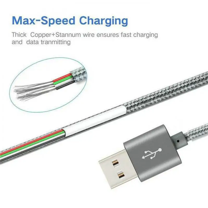 High Speed Fast Charging Cable Metal Housing Braided Micro USB Durable Tinning Type C 8 Pin For iphone | Мобильные телефоны и