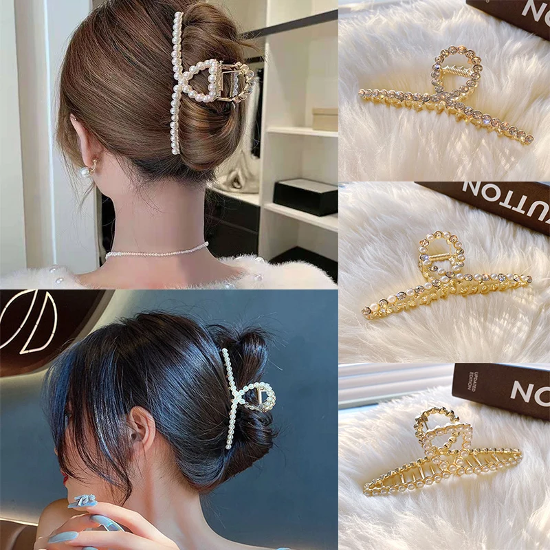 Fashion Women Elegant Rhinestone Pearl Hair Claw Hairpins Gold Metal Hollow Geometric Hair Grab Hair Clips Girl Hair Accessories
Fashion Women Elegant Rhinestone Pearl Hair Claw Hairpins Gold Metal Hollow Geometric Hair Grab Hair Clips Girl Hair Accessories