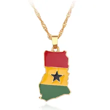 Ghana Country Map Flag Pendant Necklaces Charm Ghanaian Jewelry Ghana National Day Gifts wave Chain choker necklace