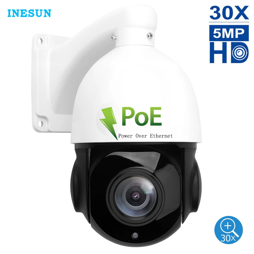 

Inesun Outdoor PTZ POE Camera Pan/Tilt/ 30x Zoom 5MP Ultra HD Security PTZ IP Speed Dome Camera H.265 Compatible Dahua Hikvision