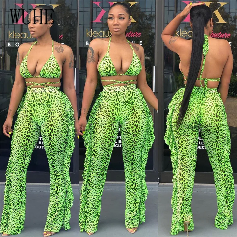 YEYA Leopard Print Two Piece Mesh See Through Halter Lace Up Bandage Top and Pants Beach Holiday Party Casual Swimsuits Outfits
YEYA Leopard Print Two Piece Mesh See Through Halter Lace Up Bandage Top and Pants Beach Holiday Party Casual Swimsuits Outfits