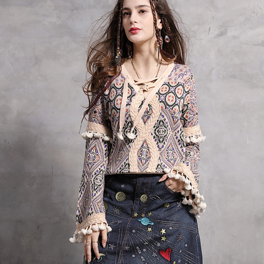 TEELYNN flare long sleeve pullover for women boho sweaters Autumn winter warm sweater chic tassel gypsy Ethnic knit sweaters
TEELYNN flare long sleeve pullover for women boho sweaters Autumn winter warm sweater chic tassel gypsy Ethnic knit sweaters