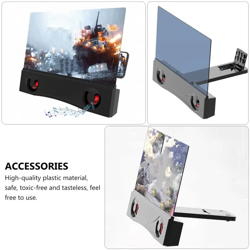 12 inch Phone 3D Screen Magnifier Bluetooth Folding Enlarged Video Movie Amplifying Projector Phone Stand with Speaker
12 inch Phone 3D Screen Magnifier Bluetooth Folding Enlarged Video Movie Amplifying Projector Phone Stand with Speaker