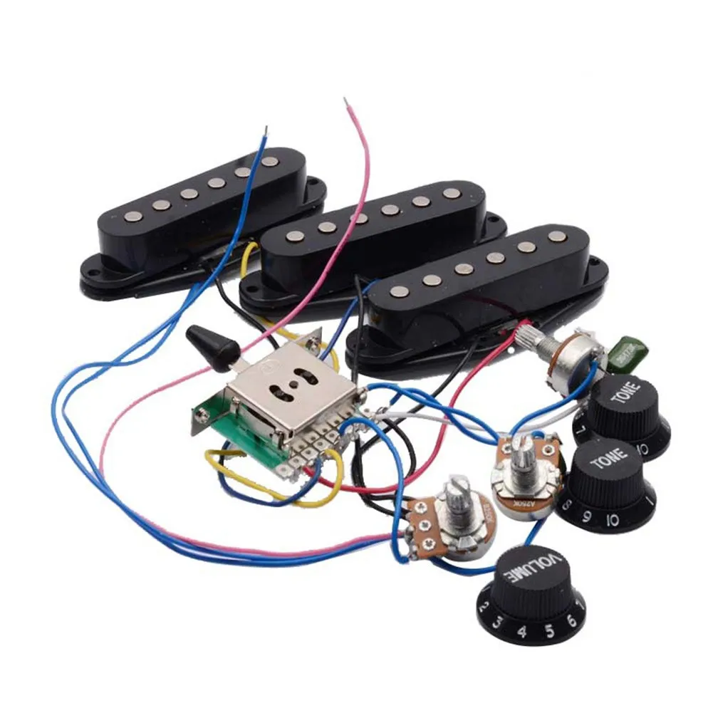 Electric Guitar Pickup Wiring Harness Prewired 5-Way Switch 2T1V SSS HH Pickup For ST Electric Guitar Black-White
Electric Guitar Pickup Wiring Harness Prewired 5-Way Switch 2T1V SSS HH Pickup For ST Electric Guitar Black-White
