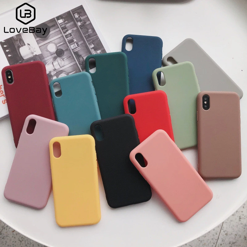 Lovebay Candy Phone Case For iPhone 6 6s 7 8 Plus X XR XS 11 Pro Max Lovely Simple Solid Color Soft Silicone |