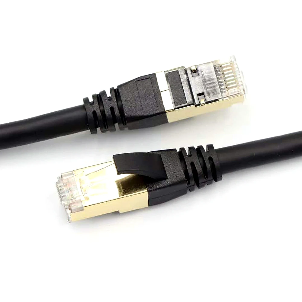 

Cat8 Ethernet Cable High Speed Network Cable 40Gbps 2000Mhz/ Shielded Twisted Pair/ Gold Plated RJ45 Interface Black 2m