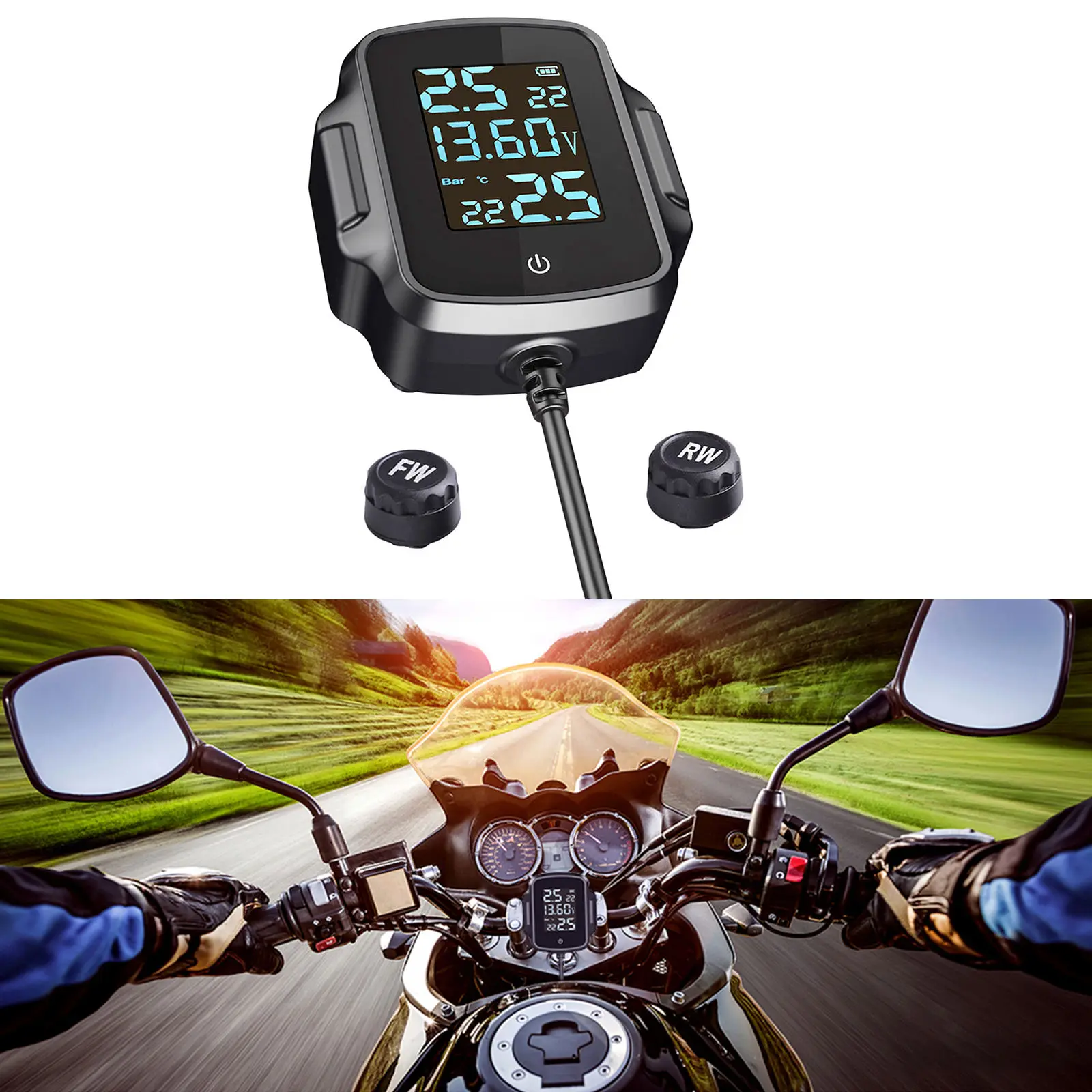 Digital Motorcycle TPMS Tire Pressure Monitoring System Manometer with Two
Digital Motorcycle TPMS Tire Pressure Monitoring System Manometer with Two