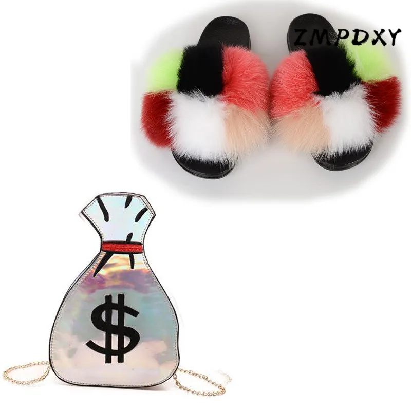 Women Real Fox Fur Slippers Ladies Bling Crossbody Phone Purse Ladies Furry Slides Furry Sandals Jelly Shoulder Bag Shoes Sets
Women Real Fox Fur Slippers Ladies Bling Crossbody Phone Purse Ladies Furry Slides Furry Sandals Jelly Shoulder Bag Shoes Sets