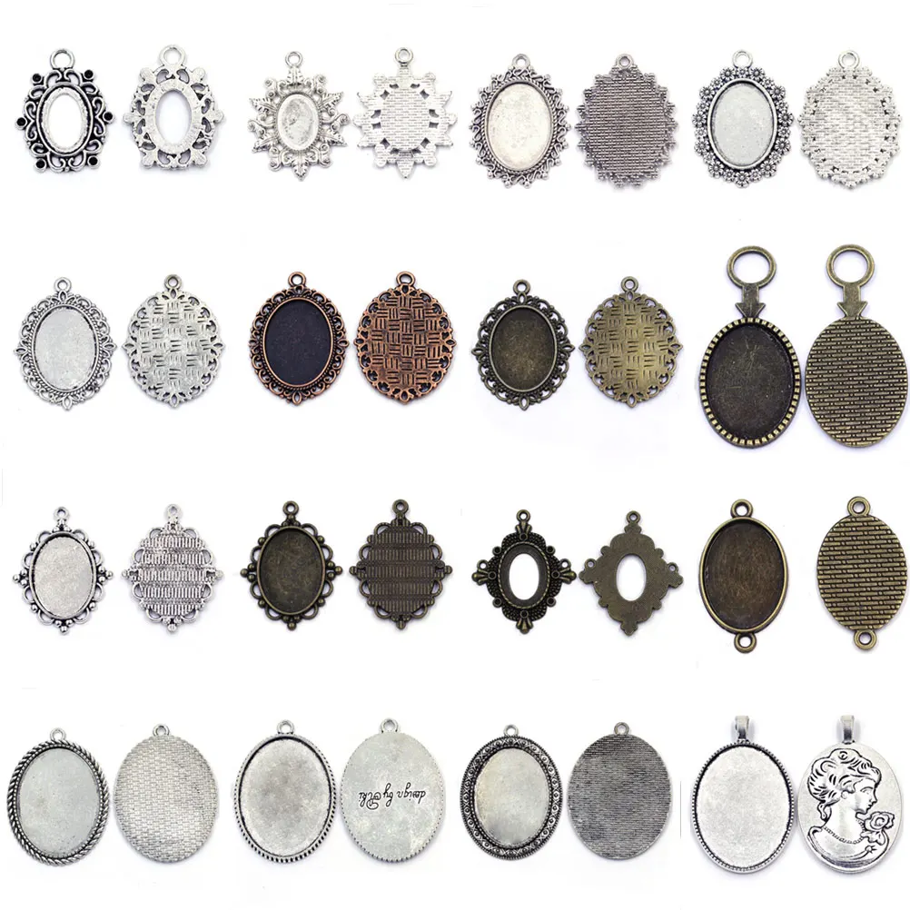17 Styles Silver Bronze Copper Oval Charms Pendants Cameo Cabochon Settings DIY Jewelry Handcraft Necklace Making Accessories
17 Styles Silver Bronze Copper Oval Charms Pendants Cameo Cabochon Settings DIY Jewelry Handcraft Necklace Making Accessories