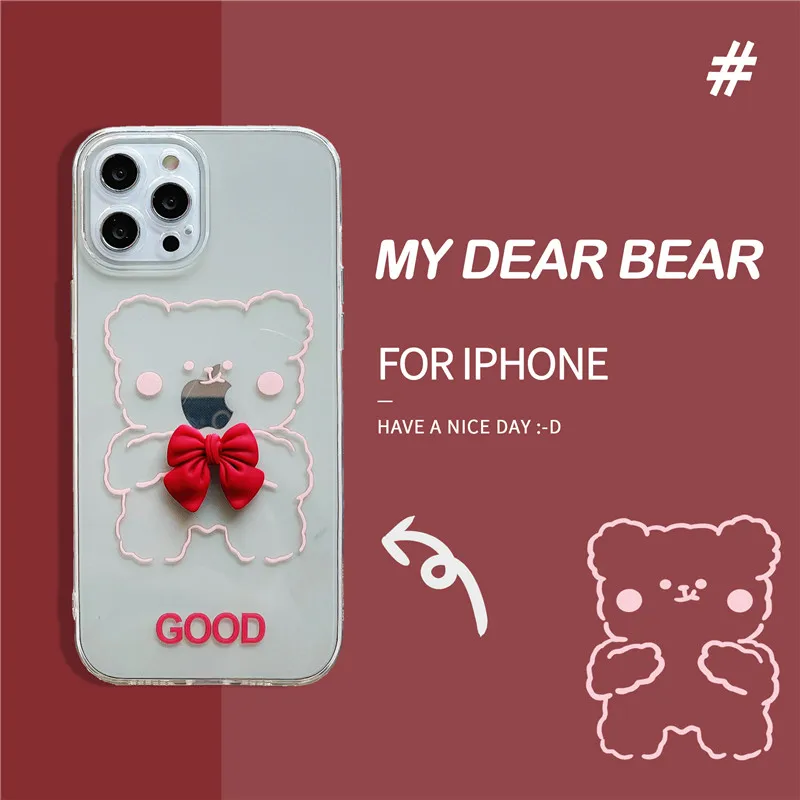 TPU Transparent Bow Tie Bear Simple phone cases for iPhone 12 11 Pro Max X XR back cover iphone 7 8p iphone 11 pro case
TPU Transparent Bow Tie Bear Simple phone cases for iPhone 12 11 Pro Max X XR back cover iphone 7 8p iphone 11 pro case