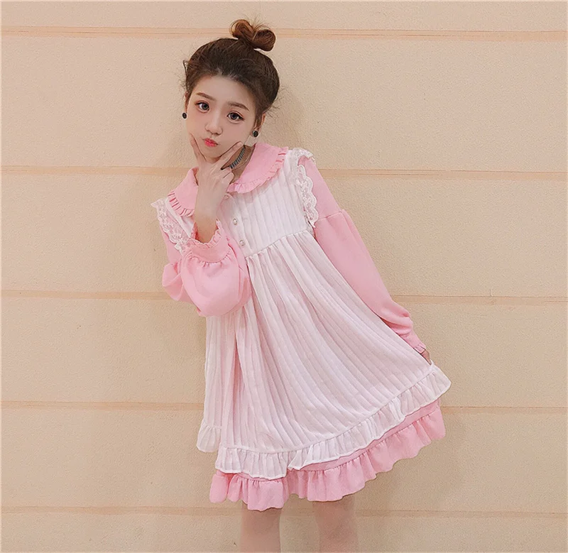 Japanese 2 Piece Lolita Dress Women Kawaii Peter Pan Collar Black Pink Blue Girl Dress sweet Soft Sister Preppy Ruffle mini dres
Japanese 2 Piece Lolita Dress Women Kawaii Peter Pan Collar Black Pink Blue Girl Dress sweet Soft Sister Preppy Ruffle mini dres