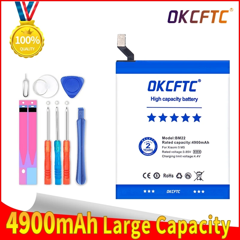 OKCFTC Original 4900mAh BM22 Battery For Xiaomi 5 Mi5 M5 bateria Replacement Phone Batteries Accumulator With Repair Tools Kit
OKCFTC Original 4900mAh BM22 Battery For Xiaomi 5 Mi5 M5 bateria Replacement Phone Batteries Accumulator With Repair Tools Kit