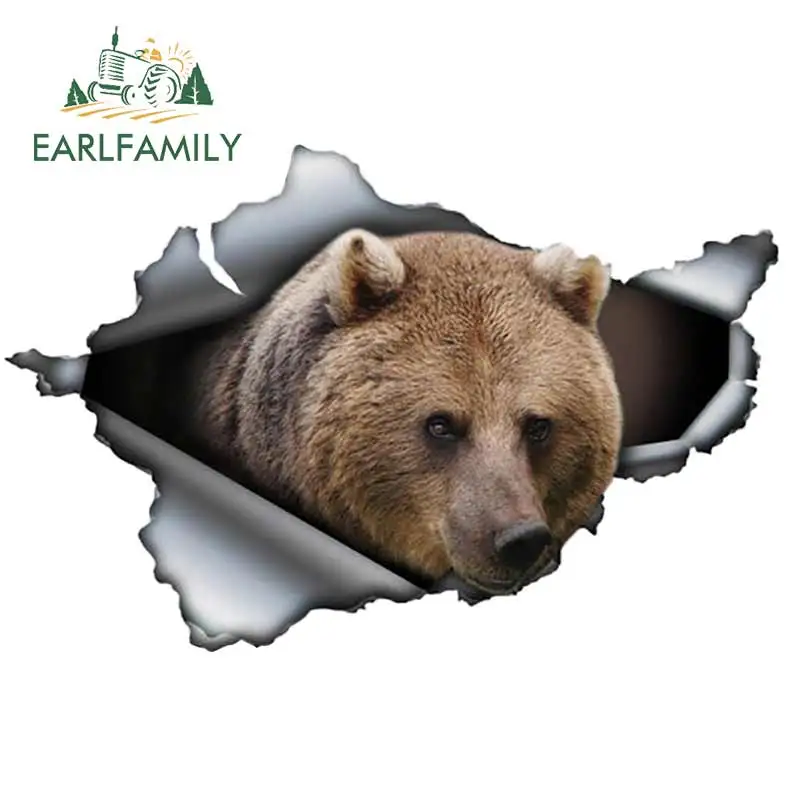 EARLFAMILY 13 см x 8 5 Автомобильная наклейка бурый медведь рваная металлическая