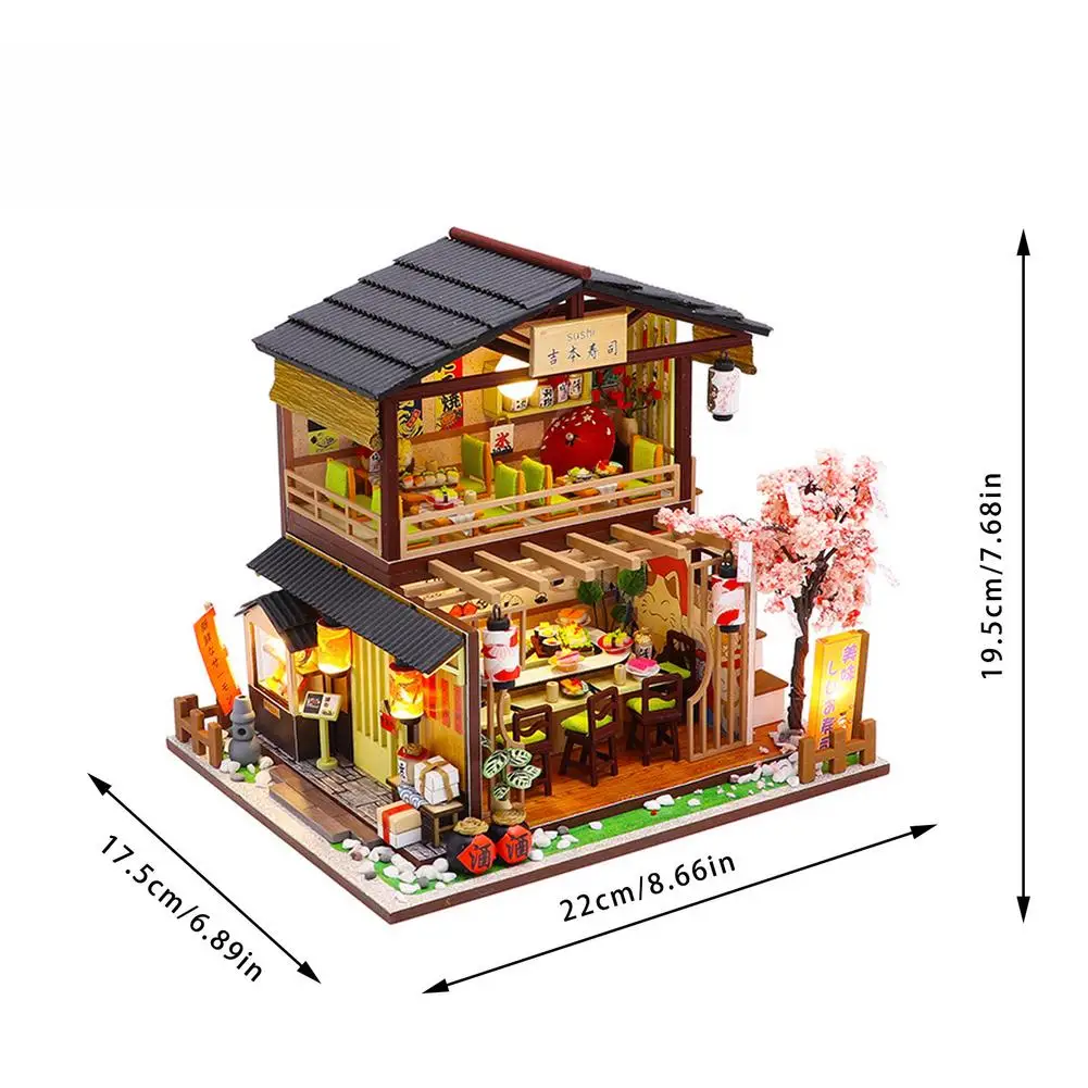 DIY Dollhouse Japanese Style Hut Innovative Sushi Restaurant 3D Wooden Miniaturas Dollhouse Toy For Children Birthday Gifts Casa
DIY Dollhouse Japanese Style Hut Innovative Sushi Restaurant 3D Wooden Miniaturas Dollhouse Toy For Children Birthday Gifts Casa