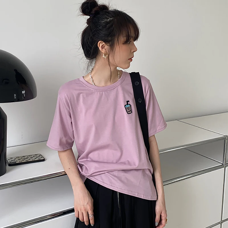 New Summer T Shirts Women O Neck Slim Thin Loose Short Sleeve Tees T-Shirt Casual Solid Cotton Cartoon Embroidery Tops Female
New Summer T Shirts Women O Neck Slim Thin Loose Short Sleeve Tees T-Shirt Casual Solid Cotton Cartoon Embroidery Tops Female