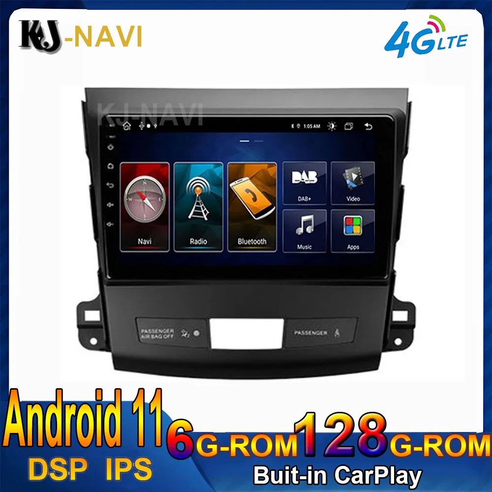 9" Android 11.0 Car Player Multimedia GPS Navigation For Mitsubishi Outlander 2 Citroen C-Crosser Peugeot 4007 2007-2012 | Автомобили