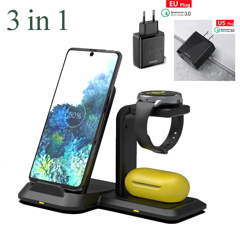 3 in 1 Wireless Charger For Samsung S10 Plus S9 S8 S20 Note 20 10 Fast Chargers Dock Station For Galaxy Watch Active/Galaxy Buds
3 in 1 Wireless Charger For Samsung S10 Plus S9 S8 S20 Note 20 10 Fast Chargers Dock Station For Galaxy Watch Active/Galaxy Buds