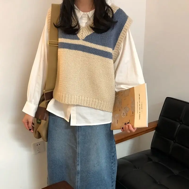 Stripe Sweater Vest Fashion Knitted Women Casual Pullover Elasticity 2020 Spring Autumn Sleeveless V-Neck Tops Female Waistcoat
Stripe Sweater Vest Fashion Knitted Women Casual Pullover Elasticity 2020 Spring Autumn Sleeveless V-Neck Tops Female Waistcoat