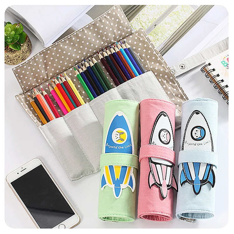 Cute Cartoon Rocket Roll Pencil Case Korea Creative Large Capacity Canvas Stationery Bag
Cute Cartoon Rocket Roll Pencil Case Korea Creative Large Capacity Canvas Stationery Bag