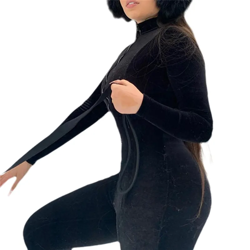 Women's Long Sleeve Jumpsuit Autumn Winter Fashion Sexy Slim Zipper Solid Color Slim Romper 
Women's Long Sleeve Jumpsuit Autumn Winter Fashion Sexy Slim Zipper Solid Color Slim Romper