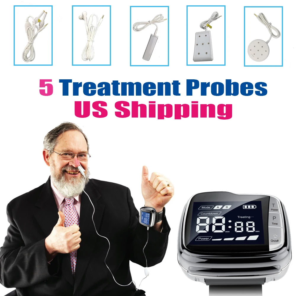 

LASTEK 6 in 1 Home Laser Therapy Device Rhinitis Pharyngitis Hypertension Diabetics Wrist Watch + 5 ENT Pain Relief Accessories